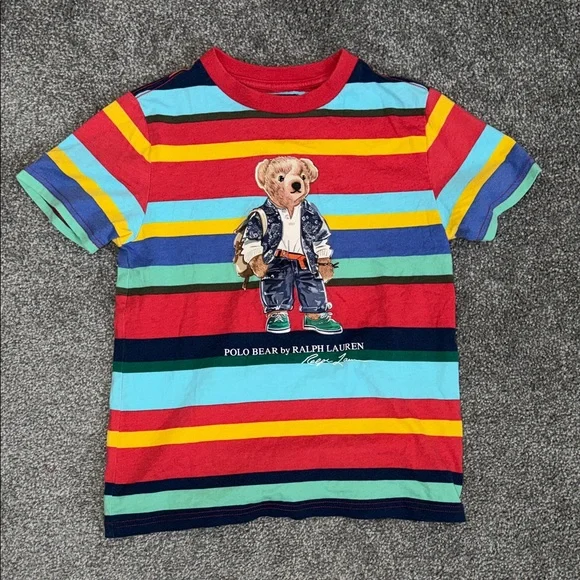 Ralph Lauren Kids Colorful Striped Bear Tee - Picture 1 of 5